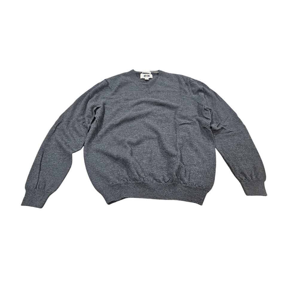 Joseph Abboud 100% Extra Fine Merino Wool Sweater L Charcoal Quiet Luxury